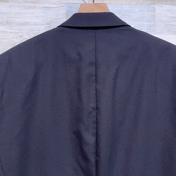 Stafford 100% Wool Notch Collar Tuxedo Suit Black Mens 44L 40x30 Pleated Pants - Picture 7 of 13